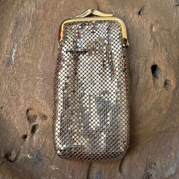 Whiting & Davis vintage gold metal mesh cigarette / glasses case IMPERFECT READ - Picture 8 of 8